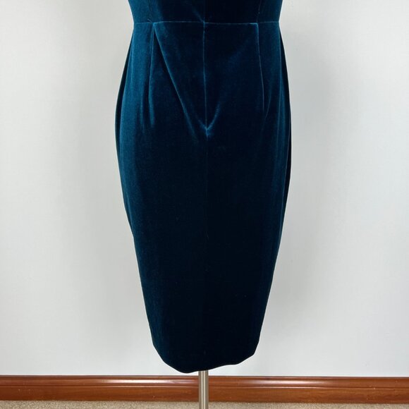 Nicholas Womans Velvet Off Shoulder Midi Dress Teal Blue Cocktail size 12 - Picture 8 of 16